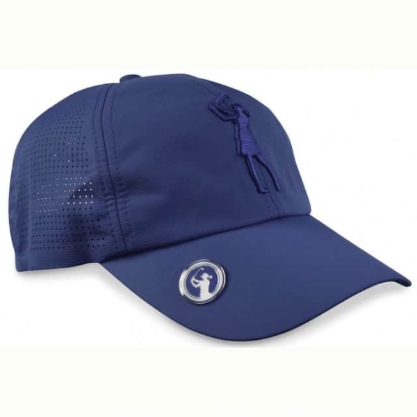 Lady golfer cap met marker blue