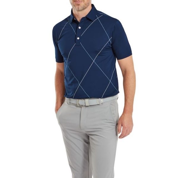 Footjoy Raker print lisle polo navy