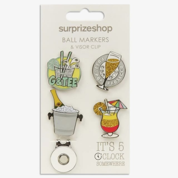 Surprizeshop it's 5 o clock somewhere ball markers en visor clip